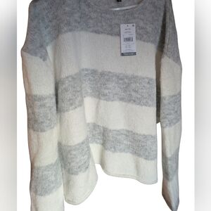 NWT Gray and White Striped Sweater